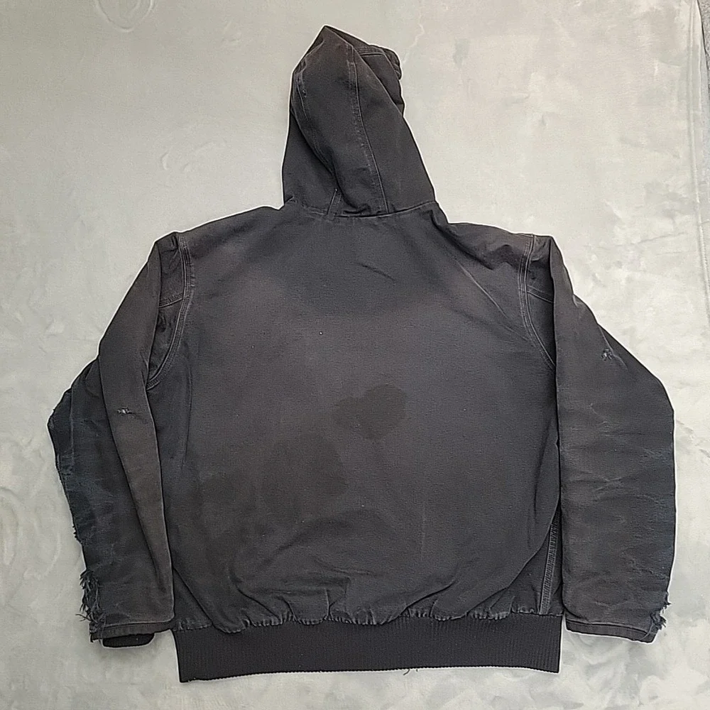 Carhartt  Active Jacket Men XL Black Canvas Insulated Workwear Distressed 104050